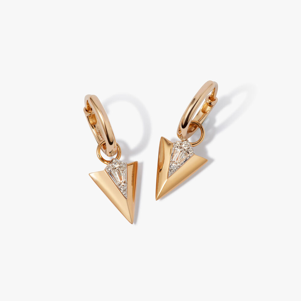 Flight 18ct Yellow Gold Diamond Arrow Hoop Earrings | Annoushka jewelley